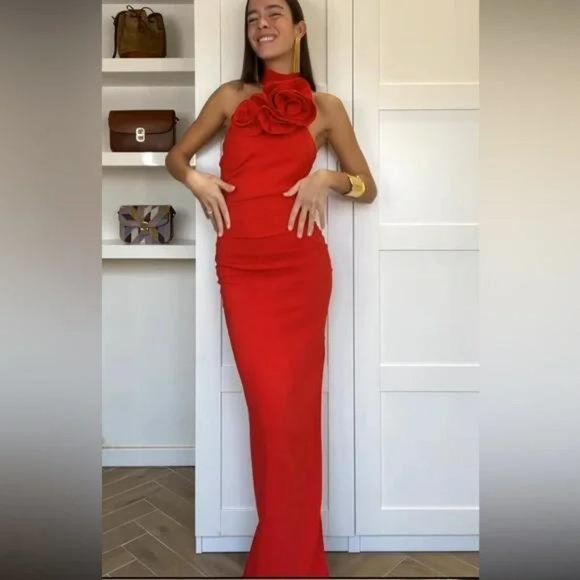 MANGO TIK TOK VIRAL MAXI FLOWER DRESS WITH BACK OPENING - Picture 5 of 5